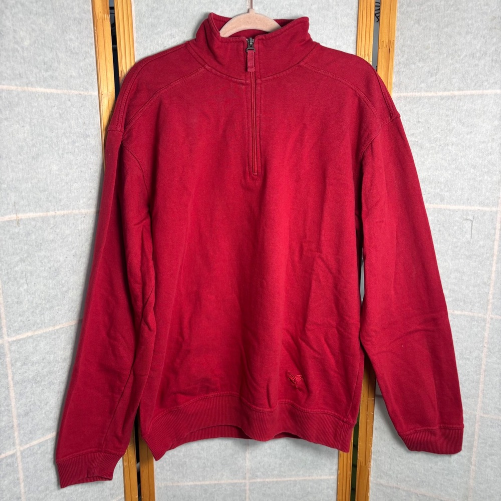 Red Macaw Mens Relaxed Fit Quarter Zip Pullover Sweatshirt Red‎ Size Medium
